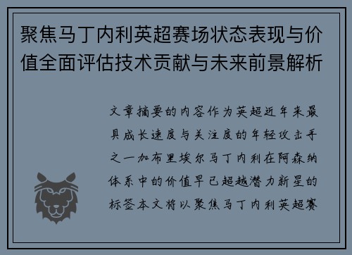 聚焦马丁内利英超赛场状态表现与价值全面评估技术贡献与未来前景解析 聚焦马丁内利英超赛场状态表现与价值全面评估技术贡献与未来前景解析